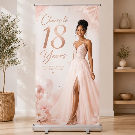 Custom Retractable Sign – Birthday Party Welcome Sign Party Banner Sign Wedding Decoration Roll Up Banner Event Photo Backdrop