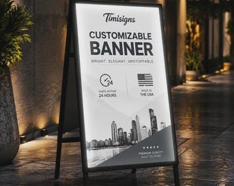 LED Sandwich Lightbox, Black Aluminum Frame, Waterproof Outdoor Advertising Sign for Storefront & Sidewalk
