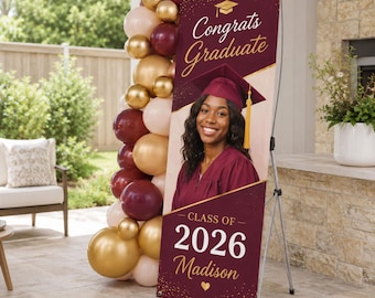 Custom X-Stand Banner, Graduation Banner, Personalized Graduation Sign, Custom Sign Display, Full Color Printing, Custom Design