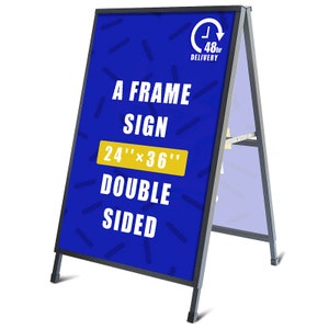 Heavy Duty Slide-in Folding A Frame Sign Sidewalk Sign Steel Metal Double-Side Pavement sign Corrugated Plastic business Poster 24x 36 Inch