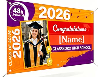 Custom Graduation Vinyl Banner, Class of 2026, Personalized Name Sign (Indoor/Outdoor)