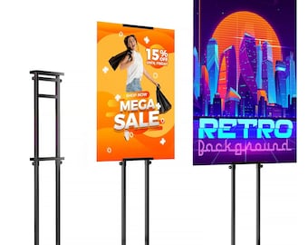 Adjustable Double-Sided Poster Stand, Heavy Duty Display