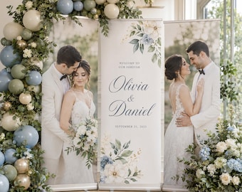 Wedding Welcome Sign Custom Retractable Sign – Roll Up Banner Party Sign Wedding Decoration Event Photo Backdrop Birthday Banner