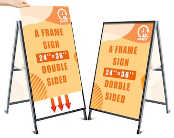 A Frame Sign Double-Sided Folding Sandwich Board Heavy Duty Slide-in Sidewalk Signboard for Outdoor Street Advertising Poster 24 x 36 Inch