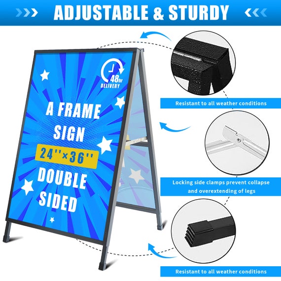  A Frame Sign Poster Board, 24x36 Inch Sandwich Board Sidewalk  Sign Poster Stand for Indoor and Outdoor Signs, Heavy Duty Double Sided  Sandwich Board, Corrugated Plastic Poster Boards for Display 