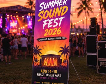 Custom X-Stand Banner, Summer Music Sign Personalized Wedding Sign, Custom Sign Display, Full Color Printing, Custom Design