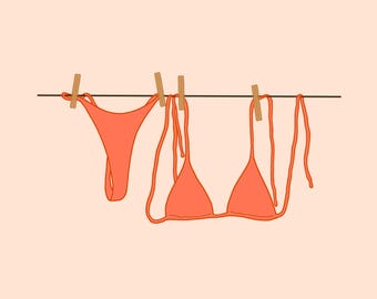 Peach Bikini “Beach Bum” Print 8’x8’ Semigloss Cardstock