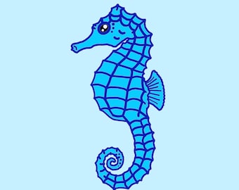 Aqua Seahorse “Beach Bum” Print 8’x8’ Semigloss Cardstock