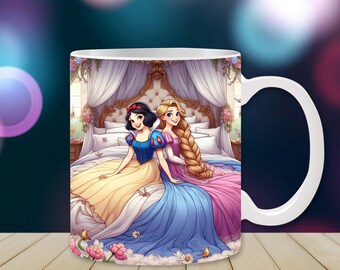 Snow White Mug Wrap, Rapunzel  Mug Wrap Sublimation Design PDF, 11oz and 15oz Coffee Cup Template, Princess  Mug Press Design