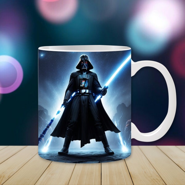 Darth Vader Mug Wrap, Star Wars Mug Wrap Sublimation Design PDF, 11oz and 15oz Coffee Cup Template, Star Wars Mug Press Design