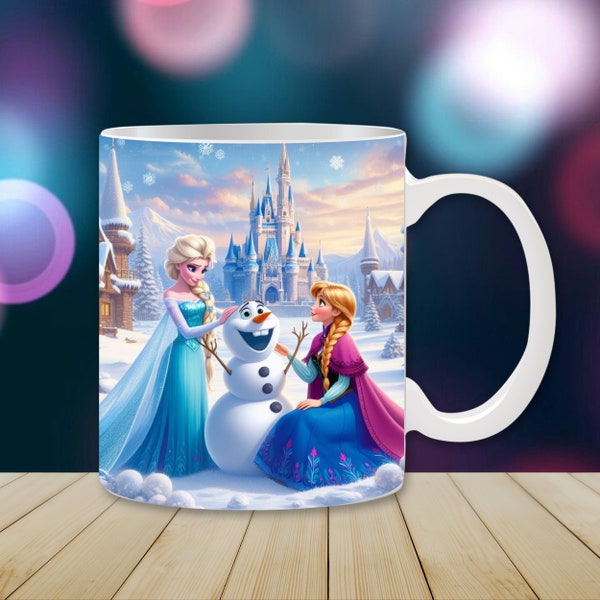 Frozen Mug Wrap, 11oz & 15oz Mug Template, Elsa Mug Sublimation Design, Anna Mug Wrap Template, Instant Digital Download PNG