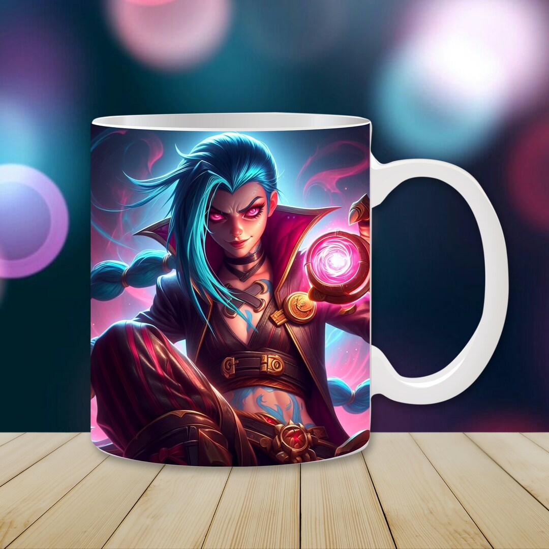 League of Legends Mug Wrap, 11oz & 15oz Mug Template, Lol Mug Sublimation Design, Jinx Mug Wrap