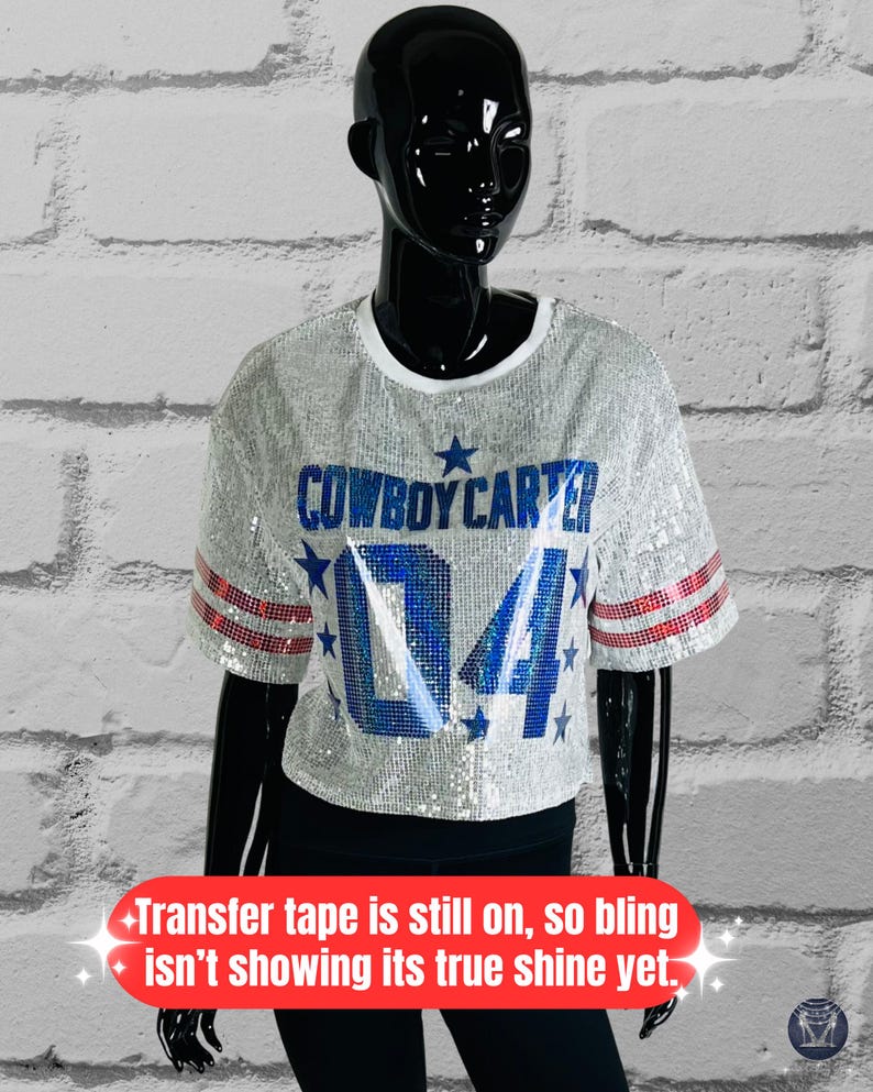 White Sequin Top, Custom Sequin Shirt, Football Bling, Cheer Bling, Birthday Bling, Sports Bling, Custom Name and Number, Cowboy bling shirt, cowgirl bling shirt, Carter bling shirt