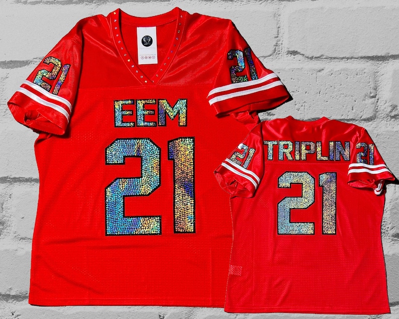 Red Bling Jersey, Custom Bling Jersey, Bling Football Jersey, Birthday Bling, Bling fan apparel, Sports Bling, Custom Glitter Sports Jersey, Custom Bedazzled Jersey, Name and number rhinestone Jersey, bride bling jersey, mom sports bling shirt