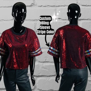 Burgundy Sequin Top, Custom Sequin Shirt, Football Bling, Cheer Bling, Birthday Bling, Sports Bling, Custom Name and Number, Concert Bling, Tour Jersey