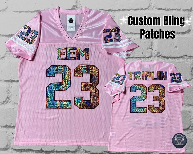 Pink Bling Jersey, Custom Bling Jersey, Bling Football Jersey, Birthday Bling, Bling fan apparel, Sports Bling, Custom Glitter Sports Jersey, Custom Bedazzled Jersey, Name and number rhinestone Jersey, bride bling jersey, mom sports bling shirt