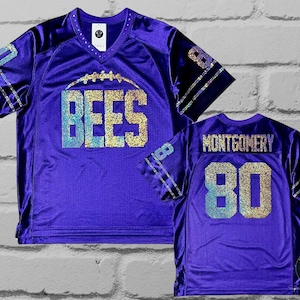 Custom Football Lace Bling Unisex Patchwork Jersey - customize with your team, mascot name, text and number, Gifts for her