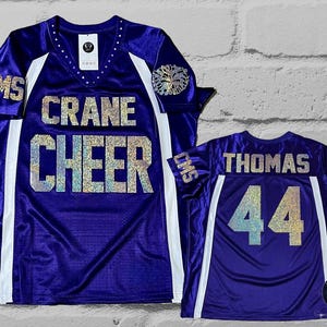 Custom Cheer Bling Women's Patchwork Jersey - customize with your team, mascot name, text and number, Gifts for her