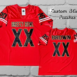 Custom Concert Bling Women’s Patchwork Jersey - Bedazzled Jersey, text and number, Tour Jersey, Fan Bling, Gifts for her, Concert Outfit