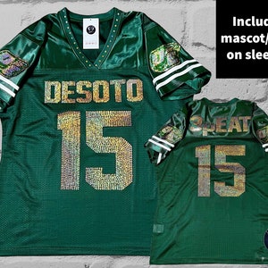 Custom Bling Women’s Patchwork Jersey (Sleeve Logo/Mascot) - customize with your team, mascot name, text and number, Gifts for her
