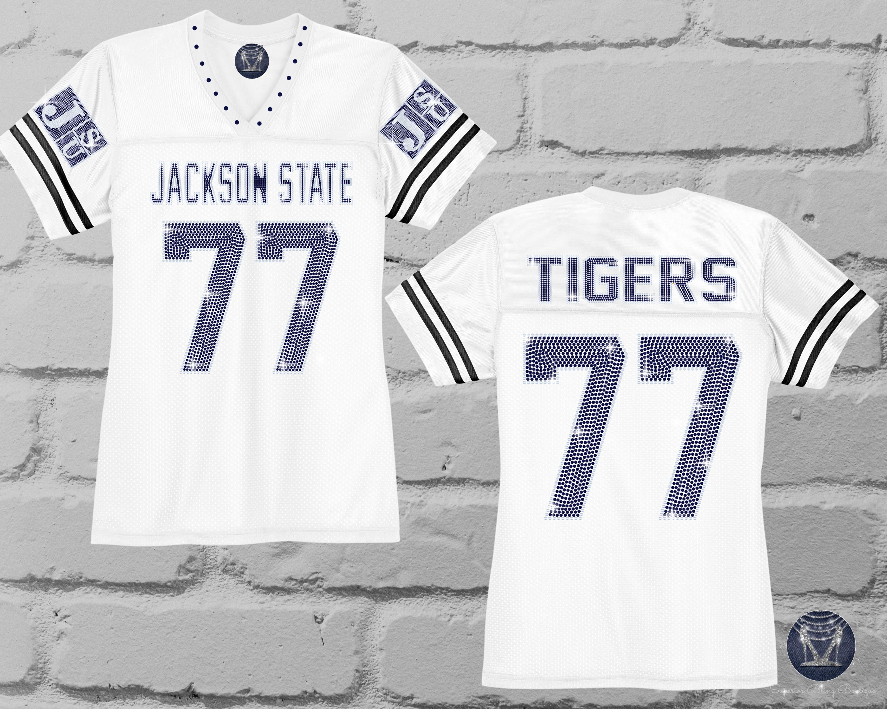 Jsu Pattern JSU, Custom Bling Women’s Patchwork Jersey, Jackson State University ...