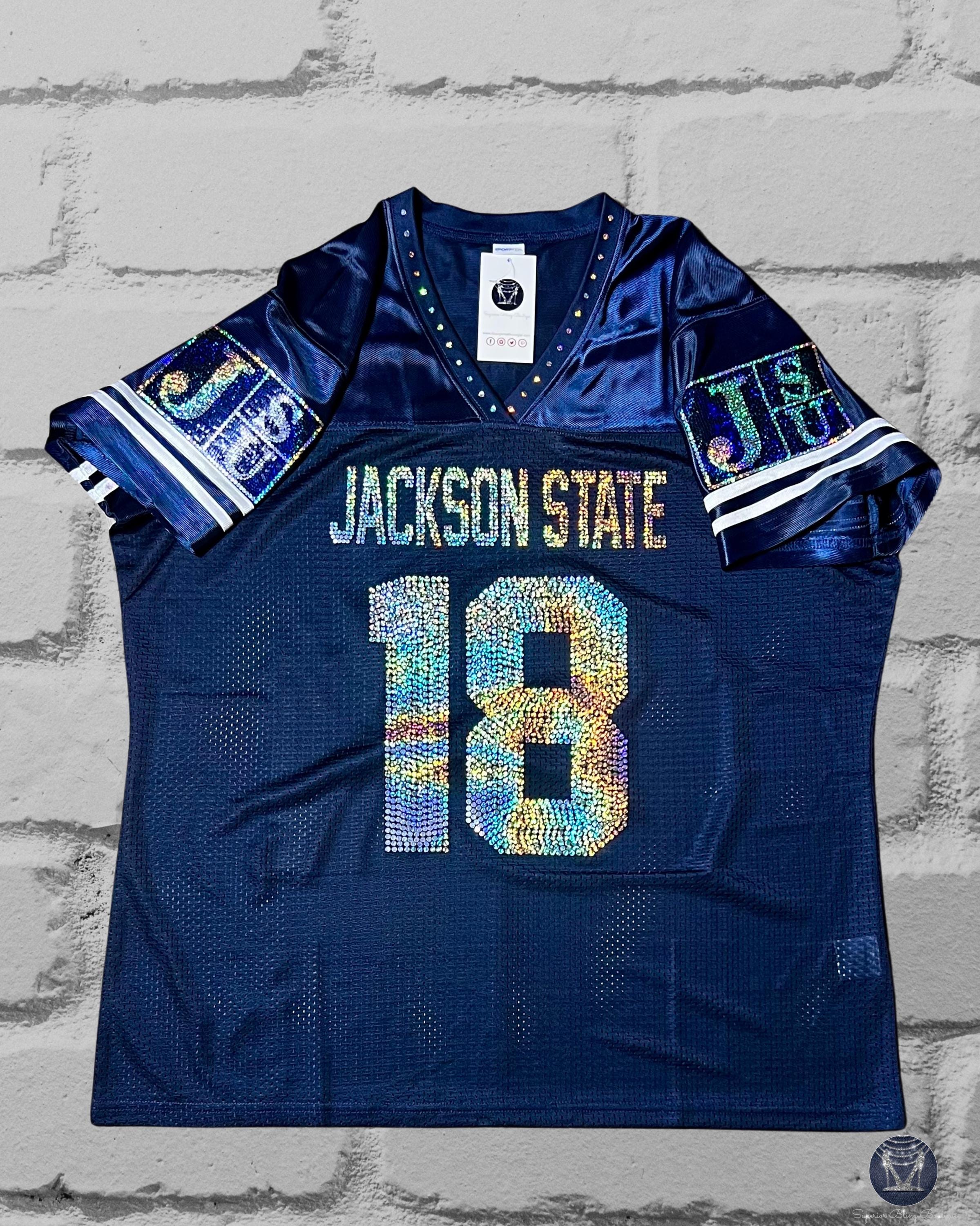 jackson state jersey dress JSU, Custom Bling Women's Patchwork Jersey, University, Jackson State Tigers, Gifts for her Size_14