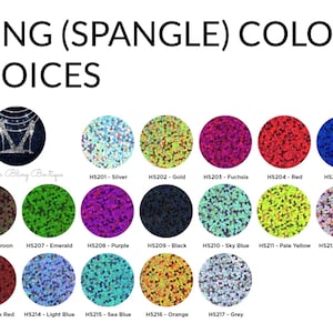 Chart showing spangle holographic bling color choices