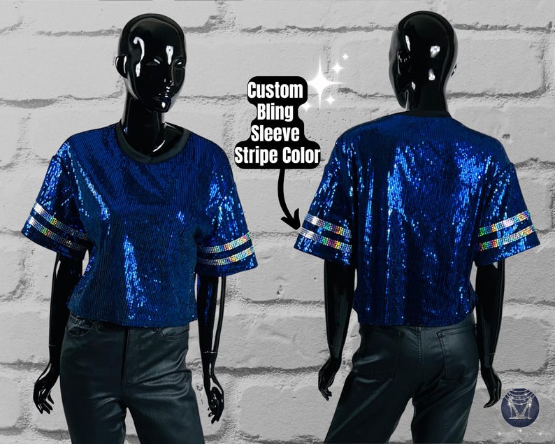 Cheer Mom Blue Sequin Top, Custom Sequin Shirt, Football Bling, Cheer Bling, Birthday Bling, Sports Bling, Custom Name and Number