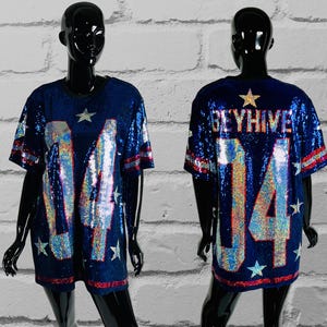 Custom Americana Sequin Stars Dress, Patriotic Bling, Birthday, Festival & Concert Outfit, customize text and number, Sparkly Custom Dress