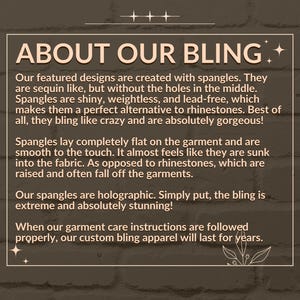 Detailed information about our holographic spangle bling.