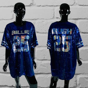 Custom Concert Full Sequin Dress, T-shirt Dress, Customize with text and number, Tour Jersey, Birthday, Team Fan Bling, Custom Bling