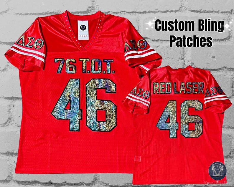 custom-bling-women-s-patchwork-jersey-sleeve-logo-mascot-customize