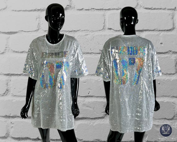 bride to be sequin shirt dress Never Fully Dressed Plus sequin t-shirt mini dress in silver