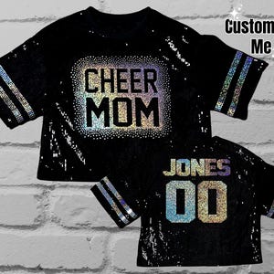 Custom Scatter Text Sequin Top, Jersey Shirt, Customize with text and number, Collegiate Bling, Birthday, Team Fan Bling, Jersey Bling