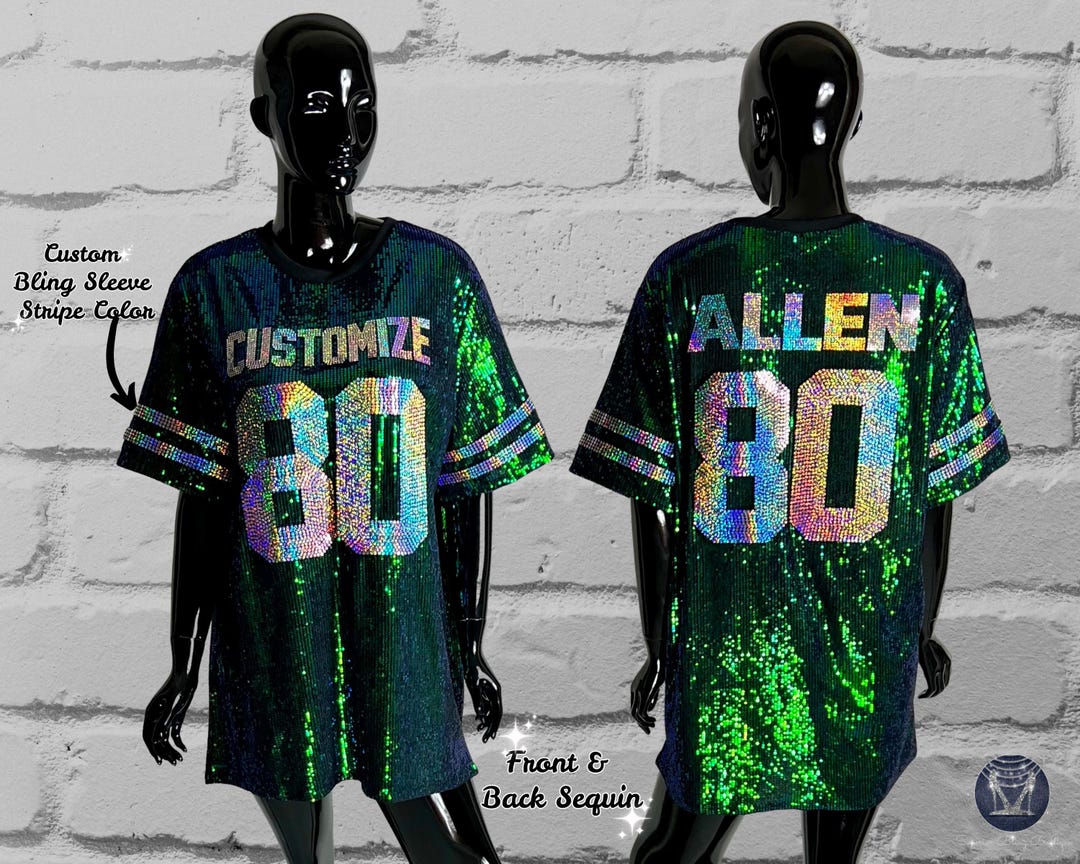 Custom Jersey Full Sequin Dress, T-shirt Dress, Customize With Text and  Number, Custom Bling Sleeves, Birthday, Team Fan Bling, Jersey Bling - Etsy