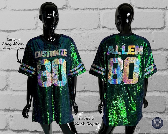 Custom Jersey Full Sequin Dress, T-shirt Dress, Customize With Text and  Number, Custom Bling Sleeves, Birthday, Team Fan Bling, Jersey Bling - Etsy