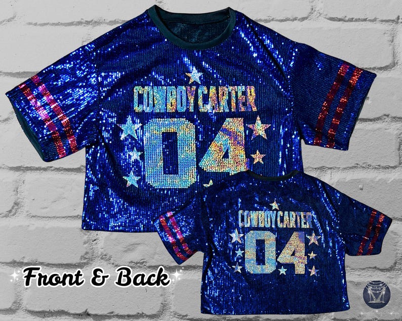 Blue Sequin Top, Custom Sequin Shirt, Football Bling, Cheer Bling, Birthday Bling, Sports Bling, Custom Name and Number, Cowboy bling shirt, cowgirl bling shirt, Carter bling shirt