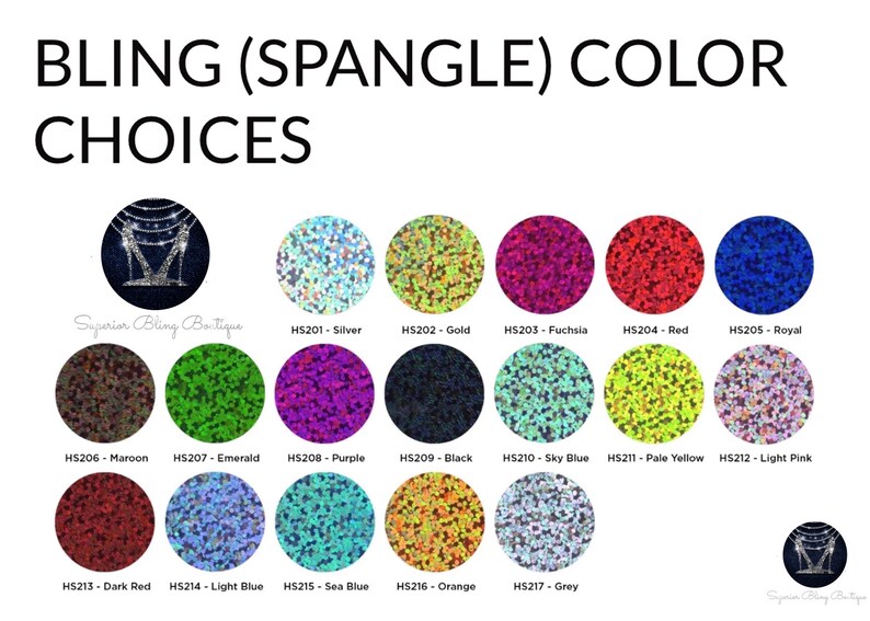 Custom Spangle Bling Colors, Not Rhinestone Bling, Sparkly Bling, Glitter Bling, Bling Customization Colors, Personalization Bling Colors