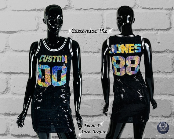 Custom Sequin Basketball Jersey Dress  Bling Birthday Outfit  Personalized  Team Dress With Name & Number  Game Day Concert Look  Sparkly - Etsy