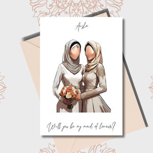 Hijab bridesmaid/maid of honour card