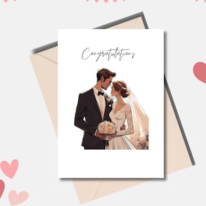 Elegant Bride and Groom Wedding Card (A5)