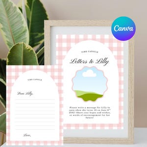 Plantilla de cápsula del tiempo: editable e imprimible. Primer cumpleaños, cumpleaños importante, baby shower, bebé millennial, atemporal.