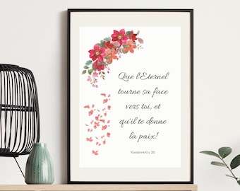 Bible verse poster in French personalized Christian poster wall decoration Christian wall art Christian frame prayer poster to print