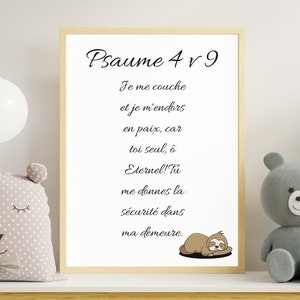 Póster con versículos del salmo para niños, decoración bíblica infantil, decoración de habitación de bebé, póster infantil, regalo de nacimiento, póster cristiano para imprimir