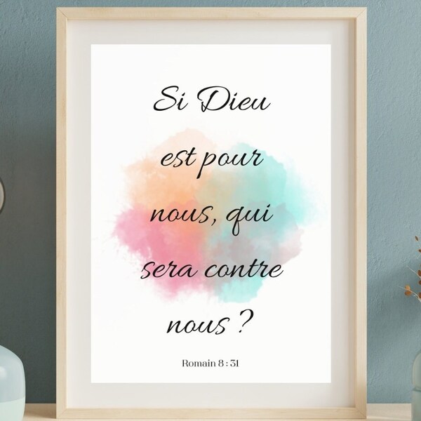 Poster verset biblique d'encouragement déco inspirante cadeau chrétien pour maison art mural chrétien affiche chrétienne à imprimer