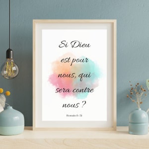 Bible verse poster, Romans 8 v 31, Christian wall art to print