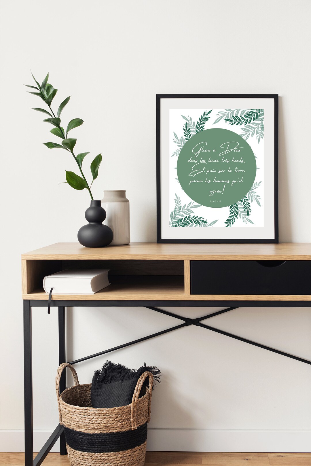 Poster Verset Biblique Gloire à Dieu Dans Les Lieux Très Hauts, Cercle