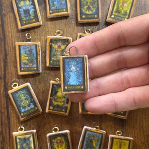 Tarot Card Porcelain Pendant Charms: Real Gold Hand Made Jewelry, OOAK Charm