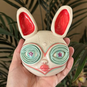 Handmade Porcelain Bunny Wall Hanging: Unique Home Decor Art