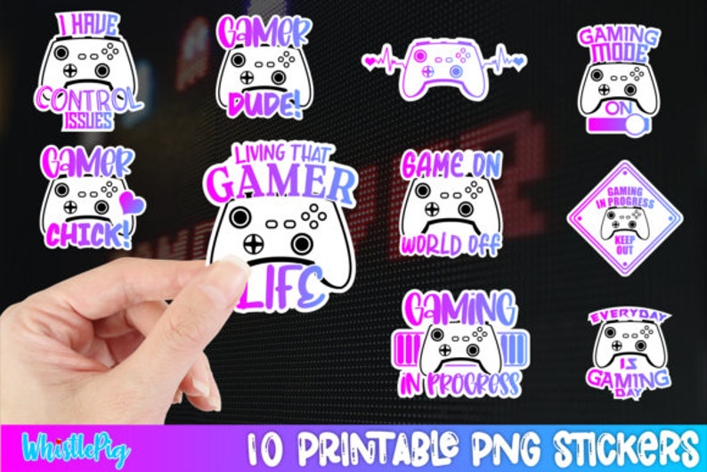 Keyboard Stickers Gamer Video Game Printable Sticker Bundle PNG - Etsy